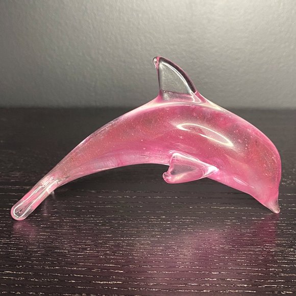 Small Pink Glass Dolphin Statue - Picture 2 of 2